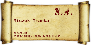 Miczek Aranka névjegykártya